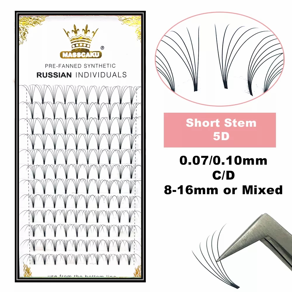 Eyelash Extension For Asian Eyes - Masscaku pré-fabricado volume russo haste curta