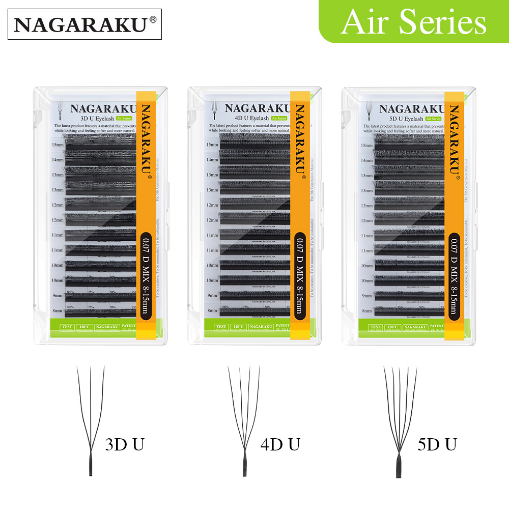 Eyelash Extension Human Hair - NAGARAKU U Forma 3D/4D/5D Luz Suave