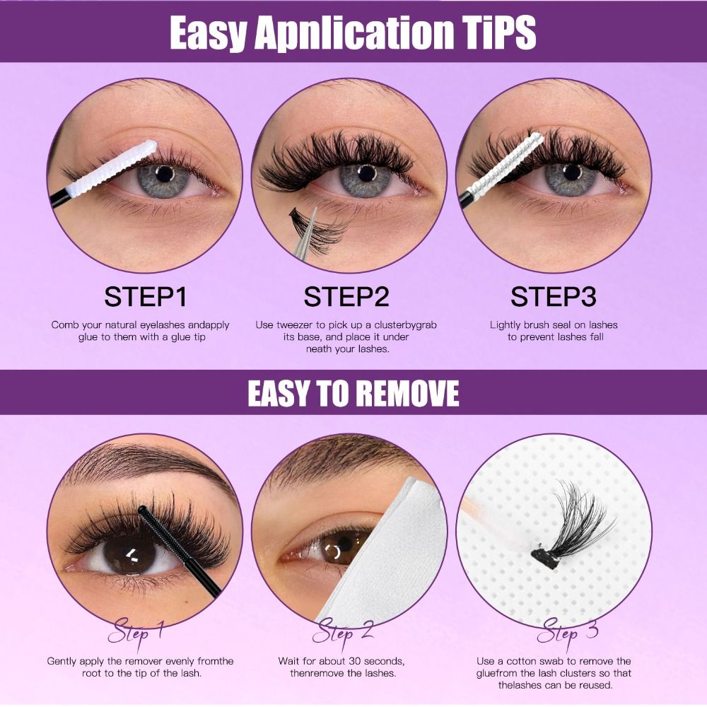 Eyelash Extension Look - Cílios Postiços com Aparência Natural, Adesivo