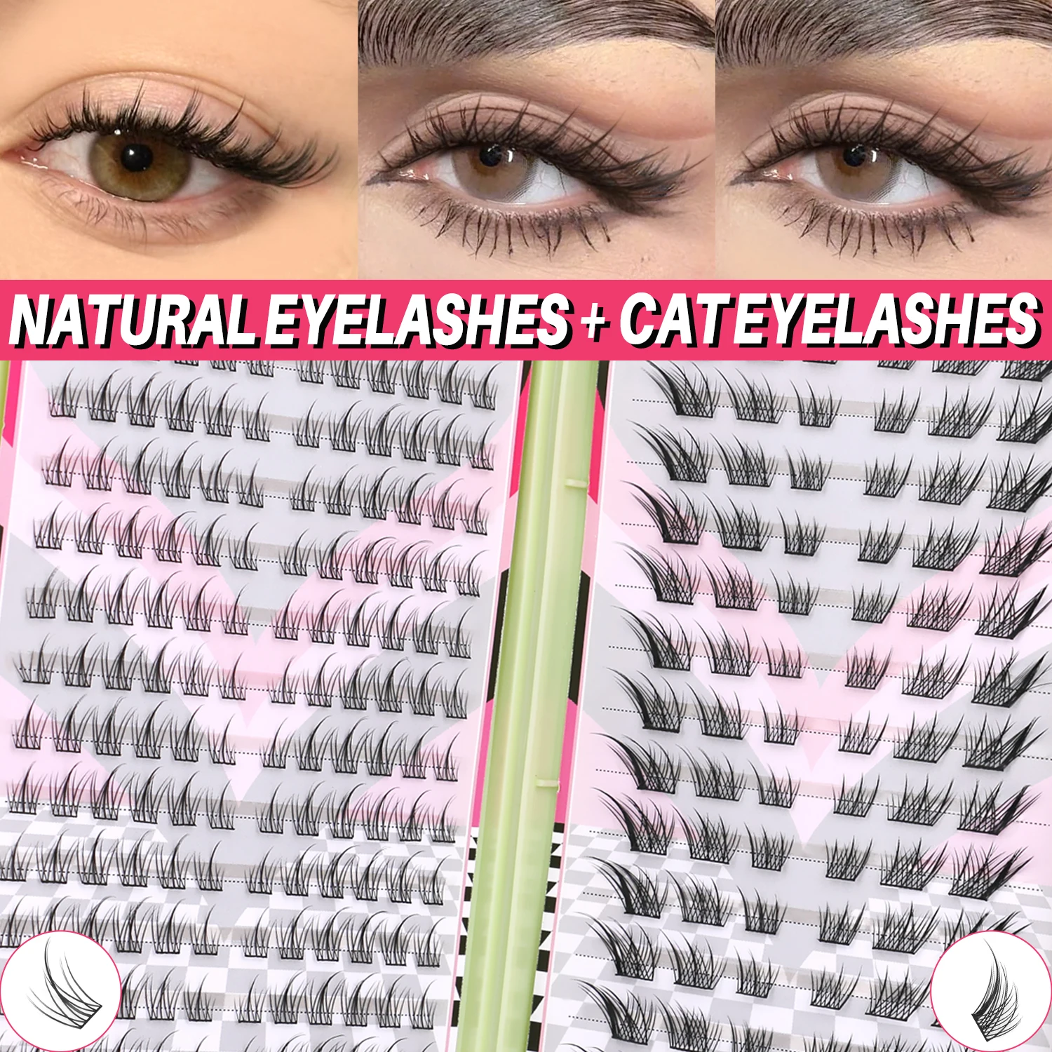 Eyelash Extension For Asian Eyes - Groinneya clusters de cílios 320 pçs