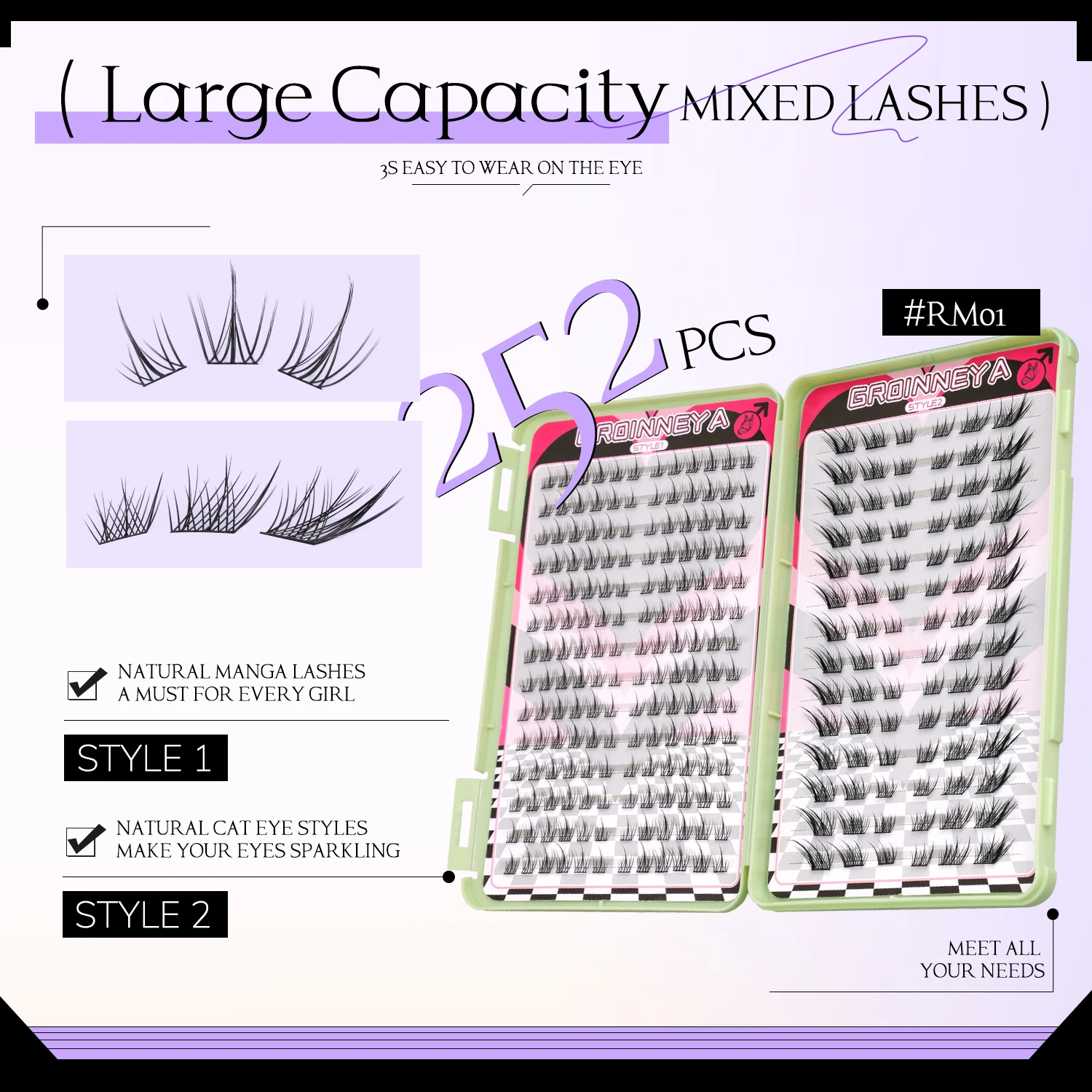 Groinneya clusters de cílios 3 - Eyelash Extension For Asian Eyes avaliação e preço